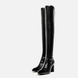 Zara faux over the knee boots with patent toe caps